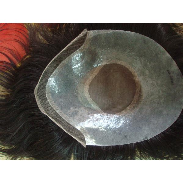Men's Toupee, Brazilian Virgin Hair Toupet Invisible Fine Mono with PU around