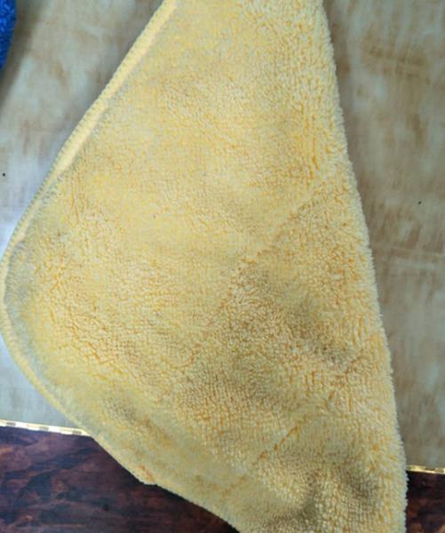 Microfiber Green Colorful Coral Fleece Stitching Car Kitchen Towels 26*36cm 600gsm