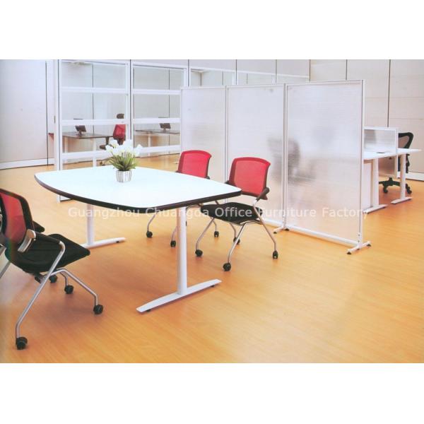 White / Silver MFC Panel Meeting Room Tables CD-3325 with Powder coating legs
