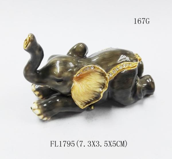 Custom metal elephant shaped vintage jewelry box for promotional gift