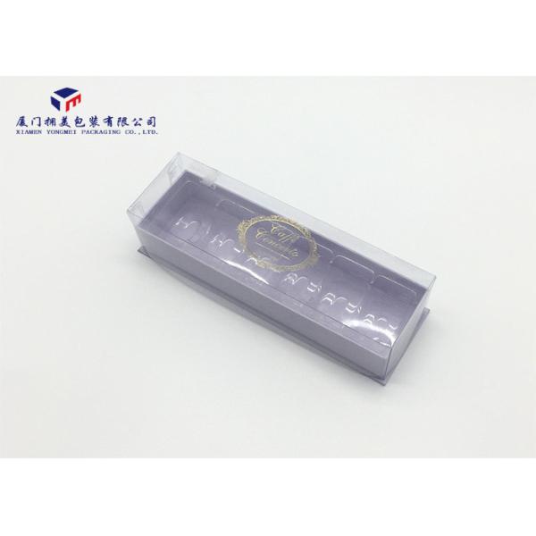 Macaroon Custom Plastic Box Packaging Rectangle PET Cover / Hard Paper Base