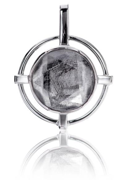 Interstellar Meteorite 925 Sterling Silver Pendant 15mm Round