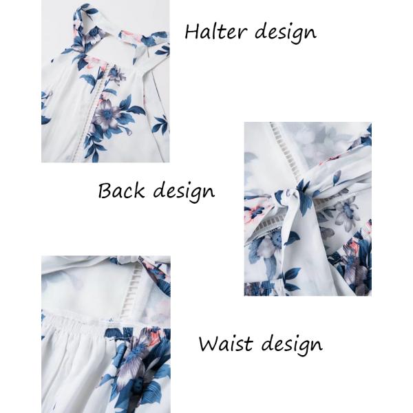 Платье разреза богемского Хальтер Баклесс безрукавное флористическое напечатанное макси длинное для женщины