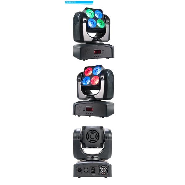 Quad Color 15W Linear Professional Show Lighting Mini Led Moving Head Zoom , Four Eyes