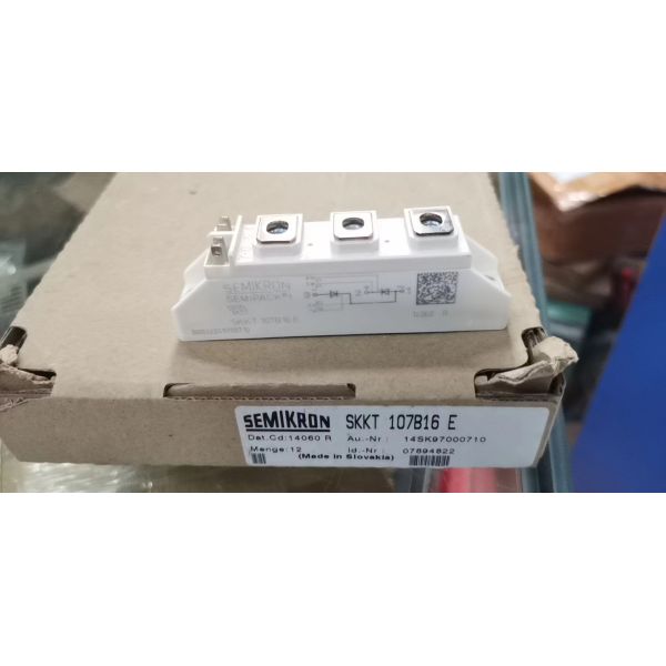 SKKT107B16E 1600V 107A Dual Thyristor Module Low VF 1.35V 2.4kA Surge AlN Ceramic Base Pressure Contacts SEMIPACK1 Isolated UL Certified for Soft Starters and Drives
