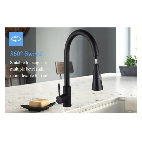 2024 Lizhen Luxury Flexible Single Handle Single Hole Black Taps Pull Down Kitchen Faucet For Sink