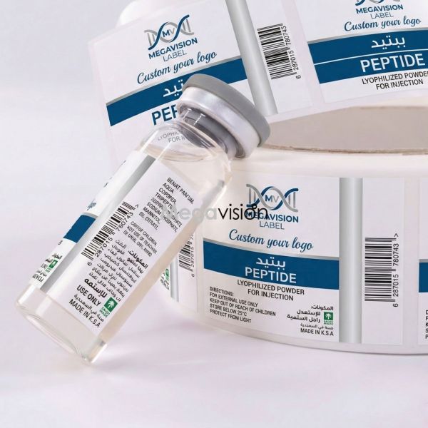 Custom 2ml 5ml 10ml Glass Vial Waterproof Vinyl Adhesive Packaging Sticker Label for Cosmetic Peptide Weight Loss Powder