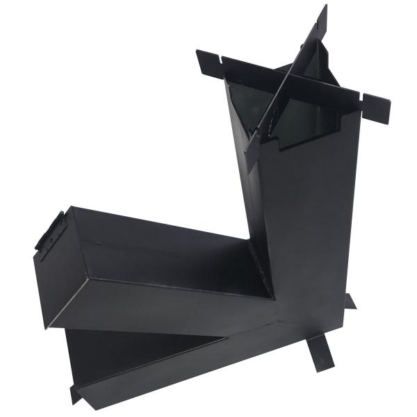 Loaded With Split Wood 7.35kg Stainless Steel Power Coated Rocket Stove