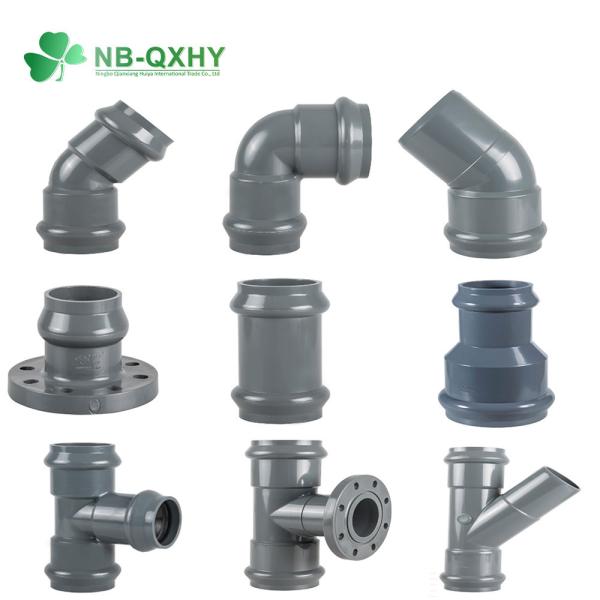 DIN Standard PVC Pipe Fitting with Rubber Ring Wall Thickness Pn10 White and Blue