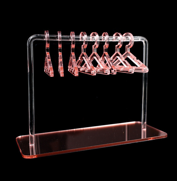 Acrylic Earring Jewelry Display Stand Mini Earring Hanger Rack with Coat Hangers Cute Jewelry Hanging Organizer