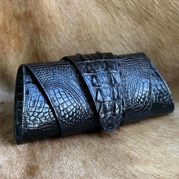 Authentic Crocodile Skin Women's Foldable Clutch Female Evening Purse Genuine Alligator Leather Lady Cross Shoulder Bag