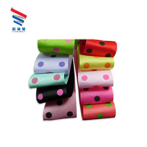 100% Polyester Custom Printed Polka Dots Grosgrain Ribbon with Width as Your