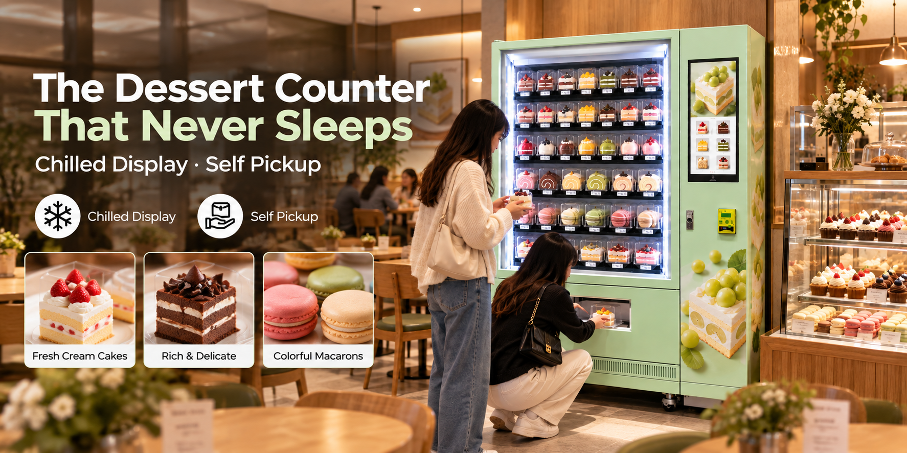 Winnsen Smart Refrigerated Vending Machine with Elevator for Cake Shop Dessert Display