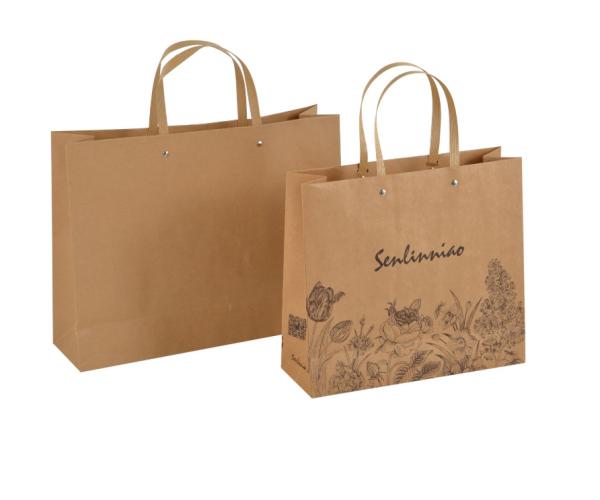 Biodegradable Folding Paper Packaging 300um Kraft Paper Shopping Bag