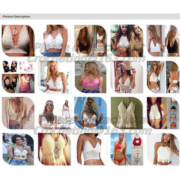 European style deep V-neck halter top ladies short paragraph bottoming openwork crochet to