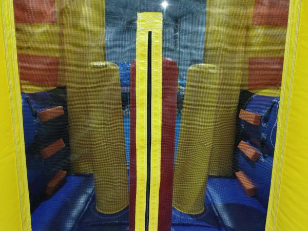 Casa de salto inflável comercial com escorregas duplas escorregas de água infláveis selva amarela para festa ao ar livre