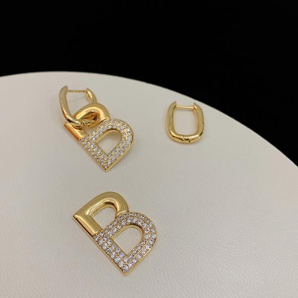 Women Accessories B Hoop Earrings in Brass with Custom Initial Letter and Gold Plating