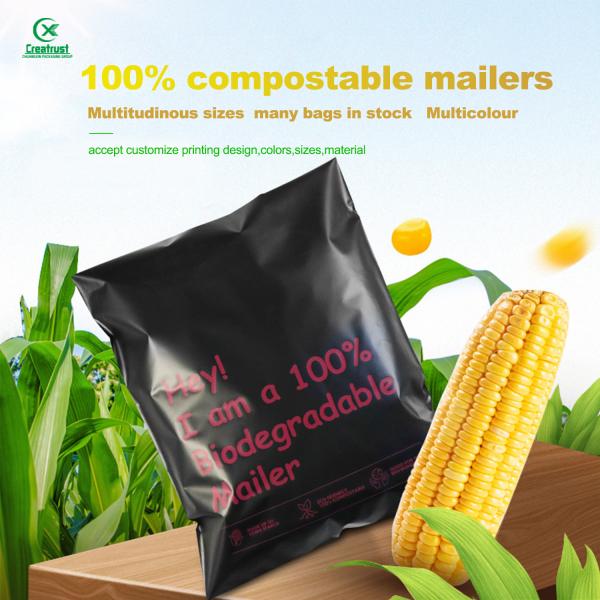 Eco Friendly Poly Mailer Bags Low Moq Biodegradable Poly Mailer Pouch Biodegradable Plastik/c Bag Black Compostable Polymailer