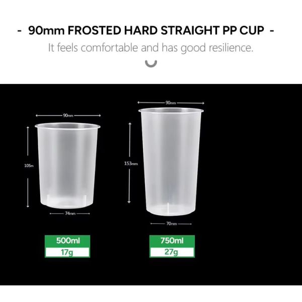 Injection-Molded Cylinder Plastic Cups (500ml / 700ml) for Bubble Tea & Fruit Tea Takeaway
