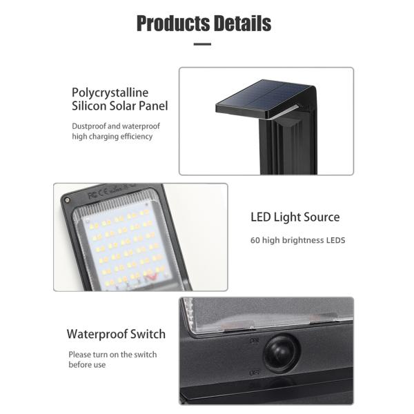 LED Solar Bollard Garden Lights for Solar Powered Outdoor Pathway Decoration Landscape