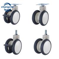 4 Inch TPR Hospital Bed Caster Wheels Beige Locking 125mm Twin Wheel Hospital Castor