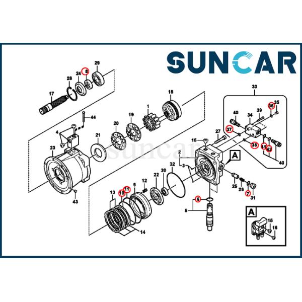 VOE14529836 SUNCARVO.L.VO EC210B Swing Motor Seal Kit Excavator Oil Seal Kits high performance