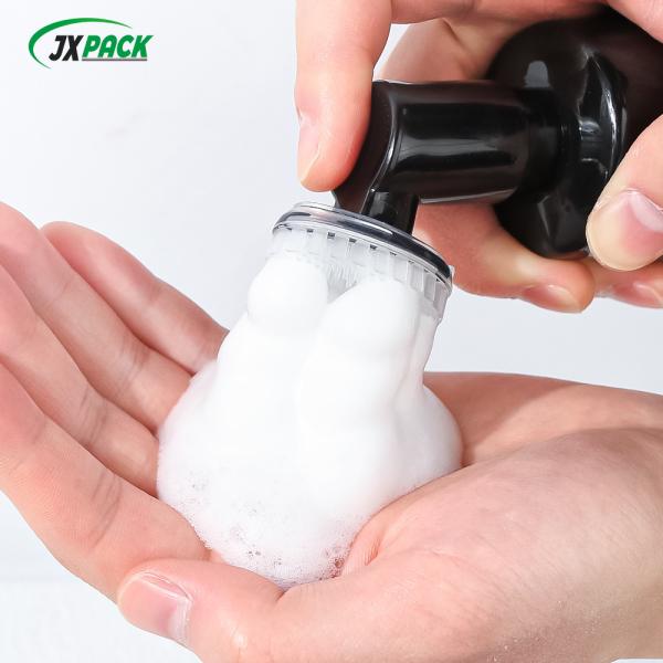 PET Round Face Cleanser Bottles , Plastic Hand Soap Pump Bottles With Silicone Brush