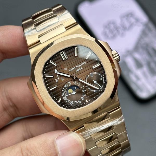 Patek Philippe Nautilus 5712 Phase de Lune Réserve de Marche Automatique 40mm Acier Inoxydable/Or Rose/Or Blanc
