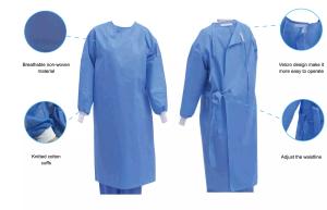 Vestido descartável do isolamento de SMS do hospital verde impermeável para