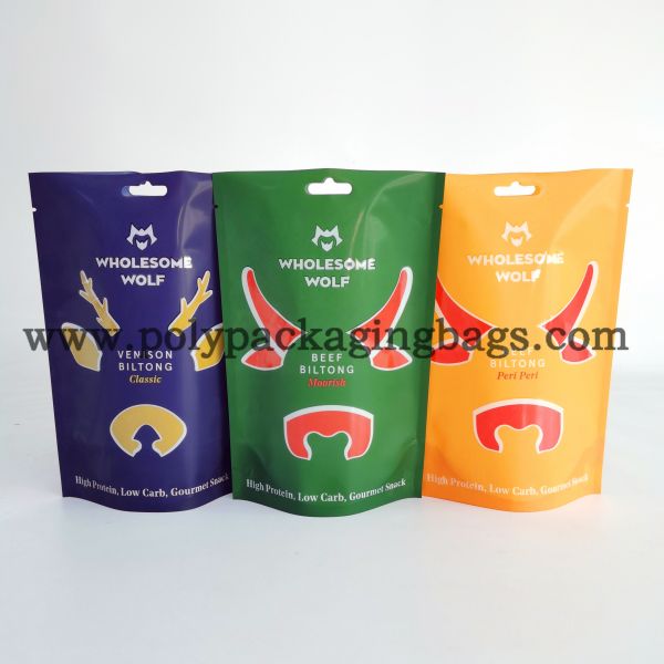 Beef Jerky 20 Micron Packaging Poly Bags With Euro Hole