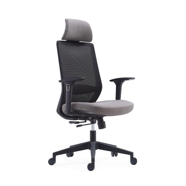 Fabric Seat  Mesh Swivel Office Chair With Height Adjustable Headrest