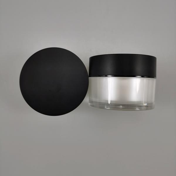 110г Пластиковая крышка Круглое акриловое черно-белое кремовое банку с черной крышкой для ухода за кожей