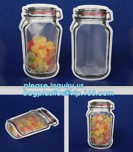 Matte Clear Bags Zip Lock Resealable Packing Grain Food Pouches, Reusable Sealing Food Pouches With Window For Storing C