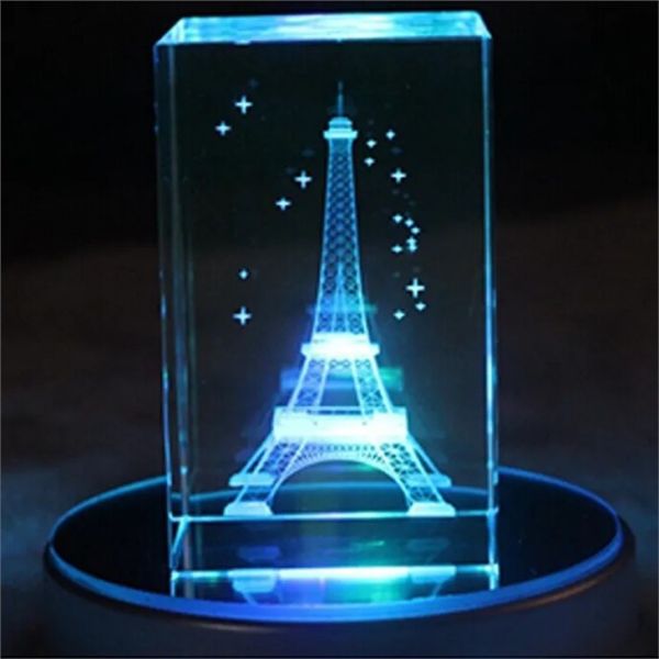 Crystal Gift Eiffel Tower Engraved Crystal Cube 3D Laser ...