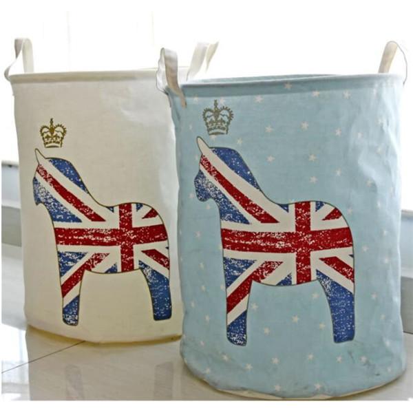 Ramie Cotton Foldable Laundry Basket Cylindric Burlap Canvas Storage Basket