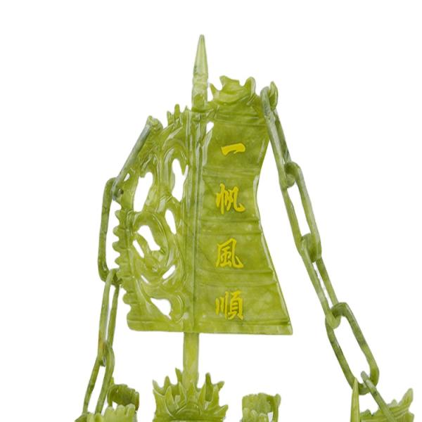 Crafted 28cm Chinese Good Luck Decoration Jade Stone Craft Dragon Boats for Ornament/Gift