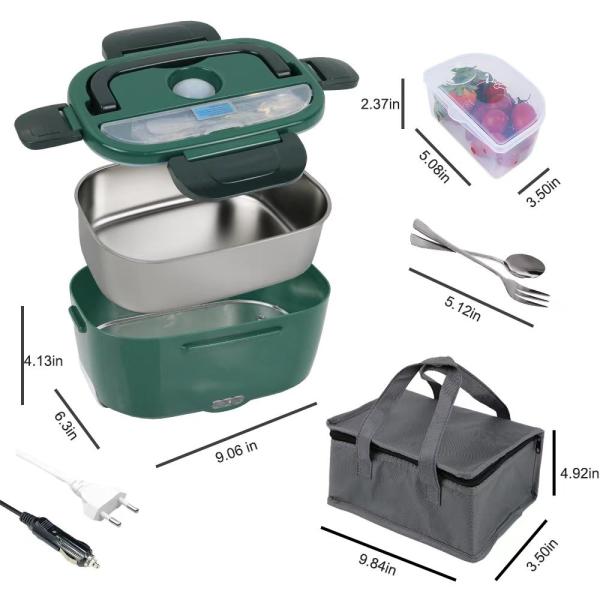 2 Compartment 304 Stainless Steel Electric Lunch Box For Busy Professionals