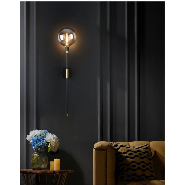 Home Bedside Wall Light Fixtures Black Iron Glass Ball Wall Lamps(WH-VR-152)