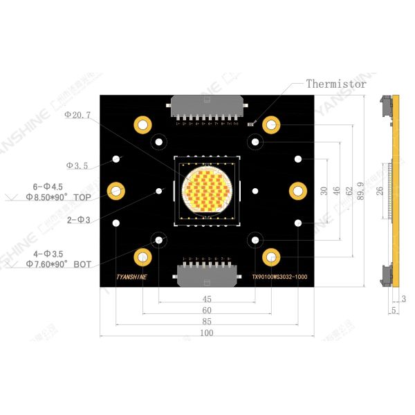 Power Density 1000W LED Module High CRI95 TunableWhite Multi-Chip COB LED Engine