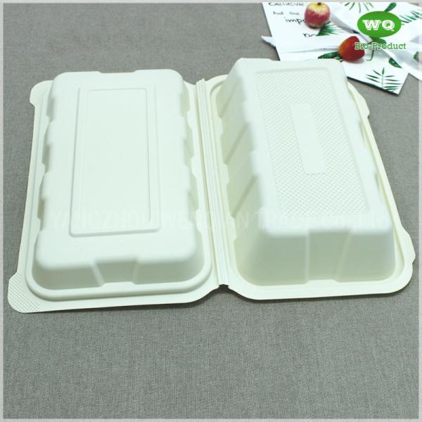 9x6 inch Compostable Corn-Starch Based Bioplastic Hinged 1-Com Lunch Bento Box -Biodegradable Food Container Factory