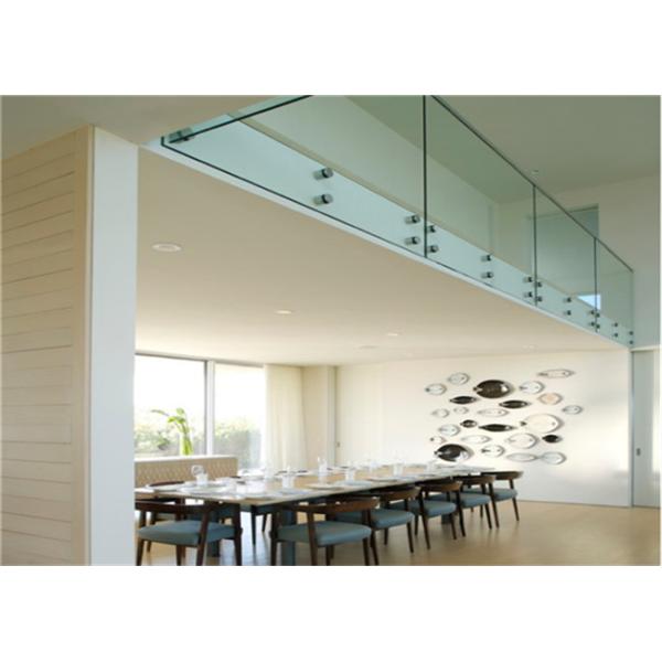 Interior Staircase Clear Frameless Glass Railing Low Maintenance Cost