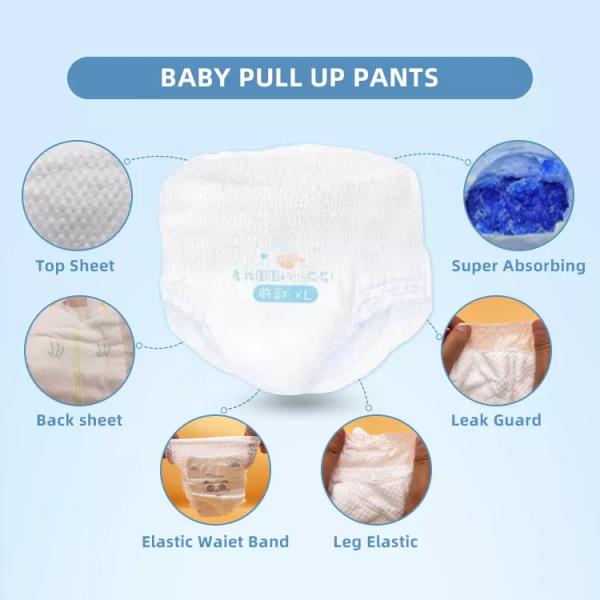 Сна пусковой площадки пеленки OEM тяга вещество-поглотителя устранимого теплого супер вверх по брюкам младенца взрослым