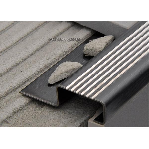 Brushed Stainless Steel Stair Nosing Skiddingproof 15mm For Concrete Steps