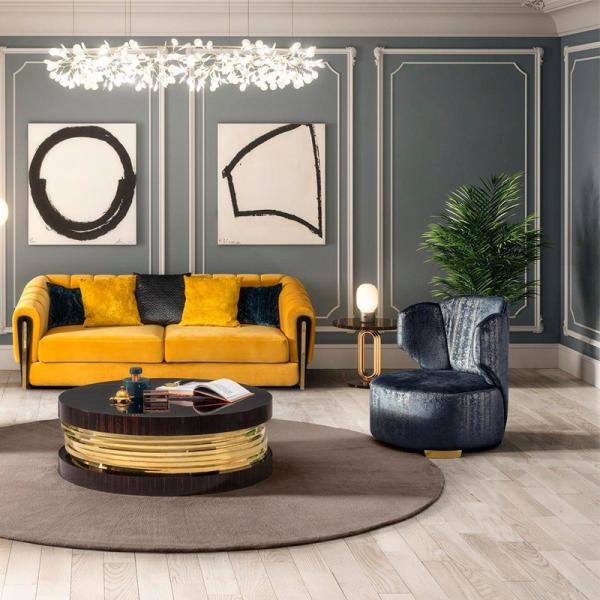 Bright Gold Creative Lounge Side Table Metal Round Coffee Table For Hotel Office