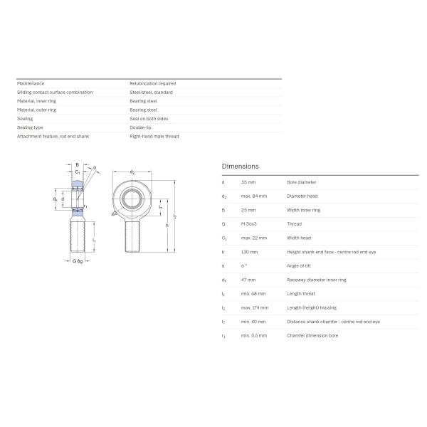 Rod end   SA 35 ES-2RS   ,  SA35ES-2RS