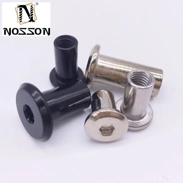 M6 M8 Stainless Steel Flat Hex Socket Head Furniture Rivet Connector Insert Joint Sleeve Cap Nut for Furniture Fastening