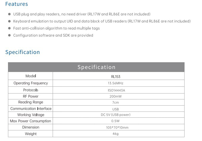 Безконтактный портативный модуль писателя читателя Hf читателя 13.56mhz Nfc