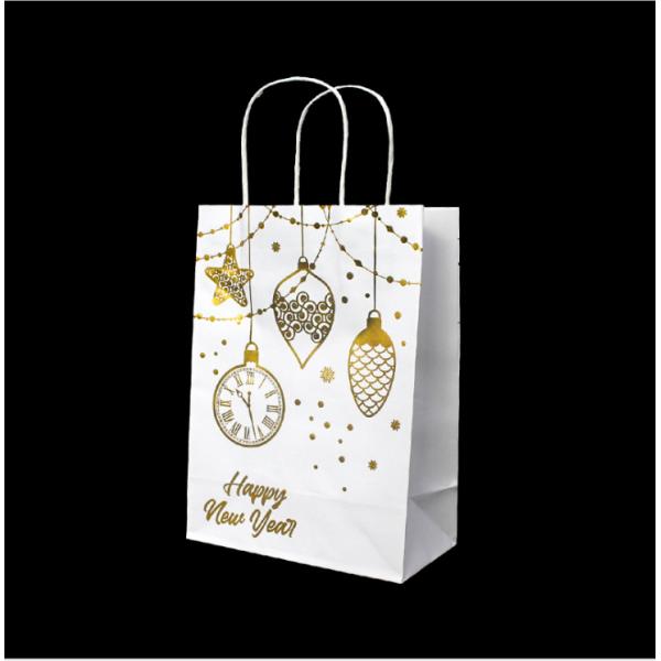 Color Printed Eco friendly kraft paper Carrying Shopping Bags with handles