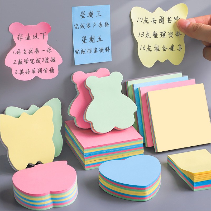Hot selling wholesale multicolor custom logo flower shape sticky note memo pad for school office