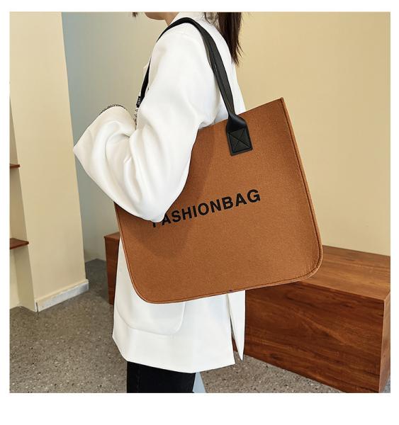 Versatile Felt Bag, Shoulder Handbag, Felt Tote Bag, Leather Strap, Shopping Bag, Large Quantity Discount Large Reusable Bags Heavy Duty Grocery Tote Bag